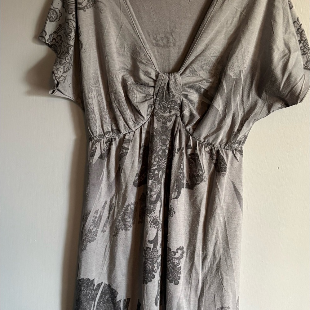 Espresso Gray Floral Maxi Blouse